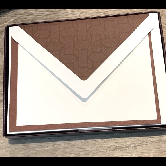 Lot of 4 Hallmark Blank Cards Stationary Embossed Geometric Brown/Cream - Picture 6 of 10